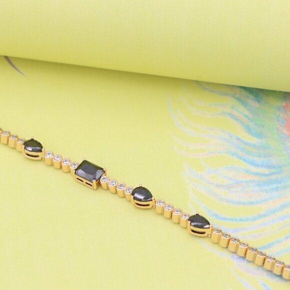 "Elegant Black & Clear Stone Rose Gold Bracelet, XPBL0824 - Picture 7 of 12